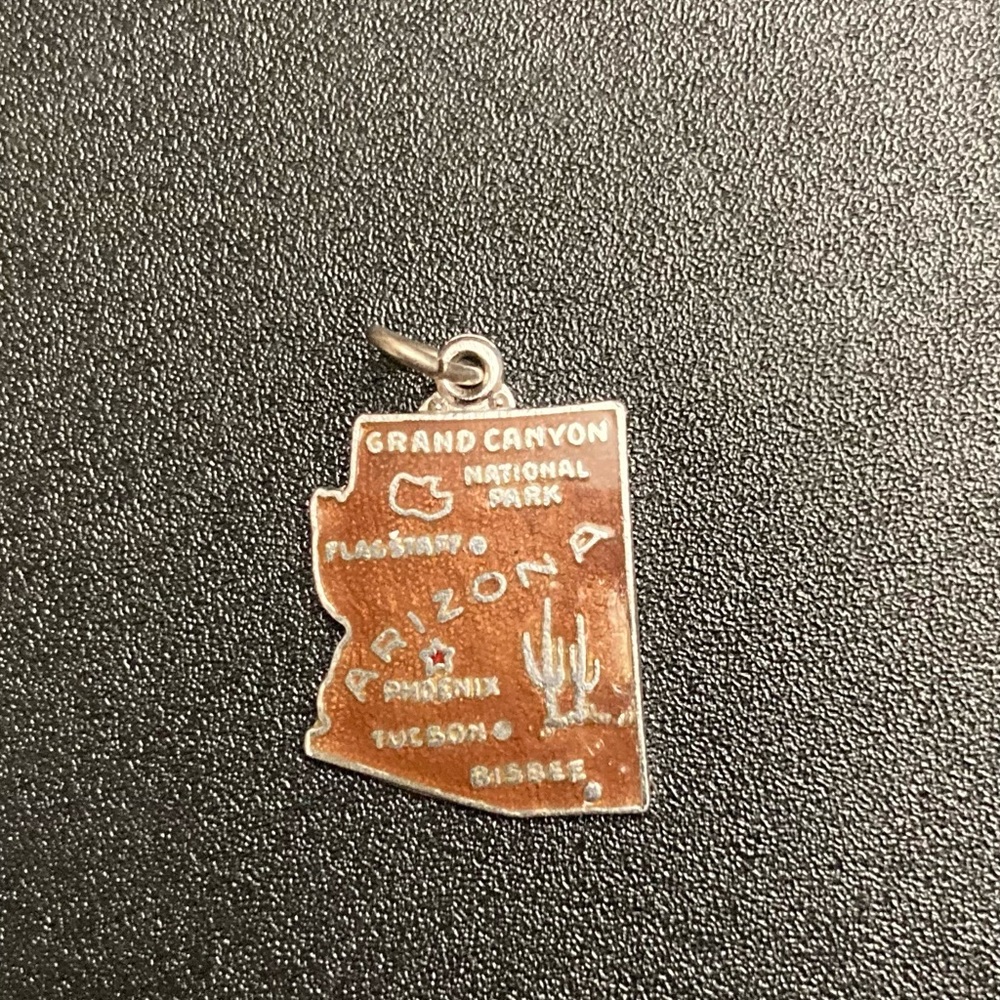 Vintage Sterling Silver Cloisonné Enamel USA State Map Charms